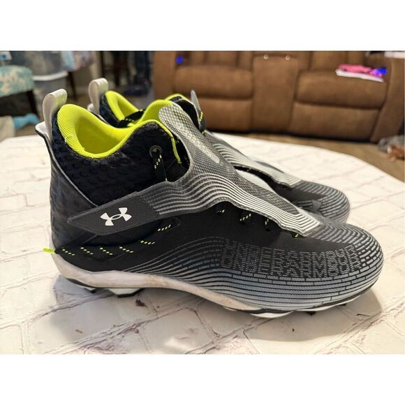 Under Armour Men's Size 13 Highlight Hammer MC Football Cleats Black Neon Yellow - Picture 7 of 14